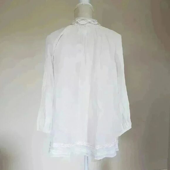 Velvet By Graham & Spencer For Anthropologie White Tie Front Blouse Size Medium - Picture 5 of 8